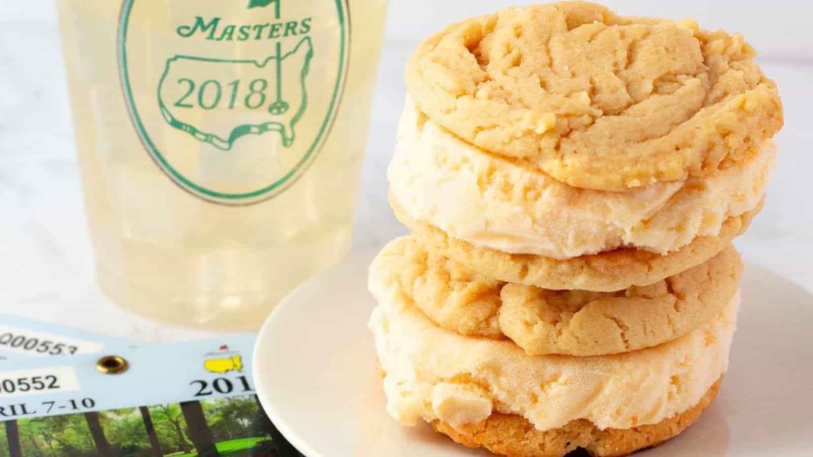 Peach Ice Cream Sandwiches with creamy peach ice cream and cookies.