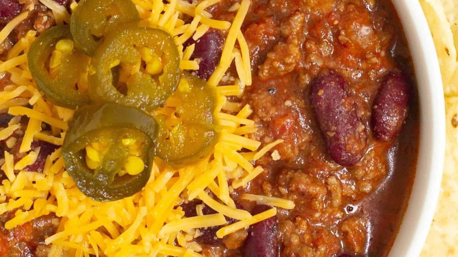 A bowl of hearty Texas Roadhouse chili.