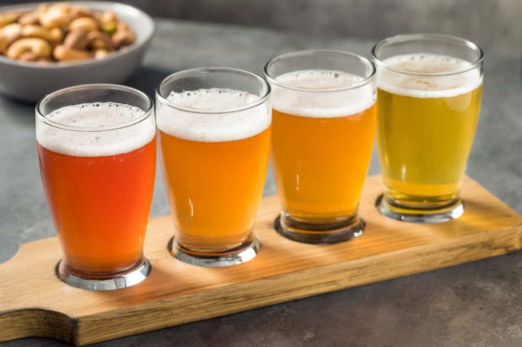 Four glasses of craft beer, showcasing the latest trends.