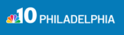 NBC 10 Philadelphia logo with a peacock icon on a blue background.