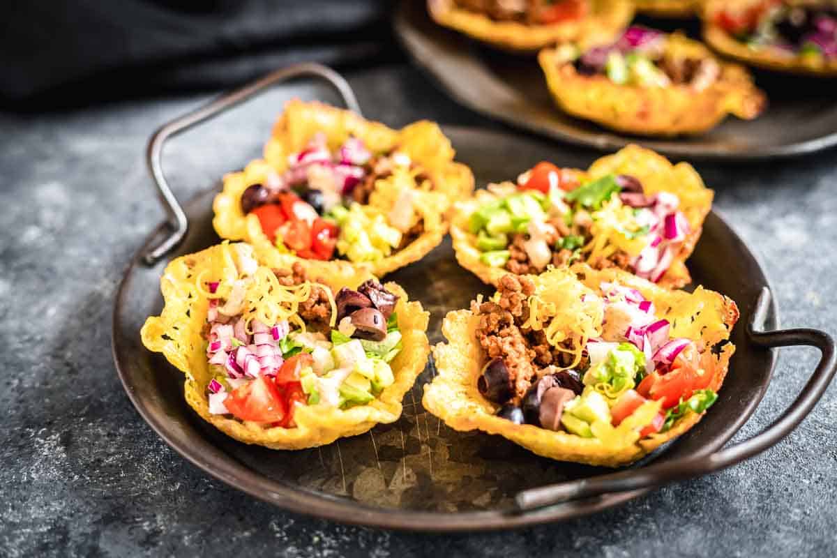 A plate of tacos in a cup.