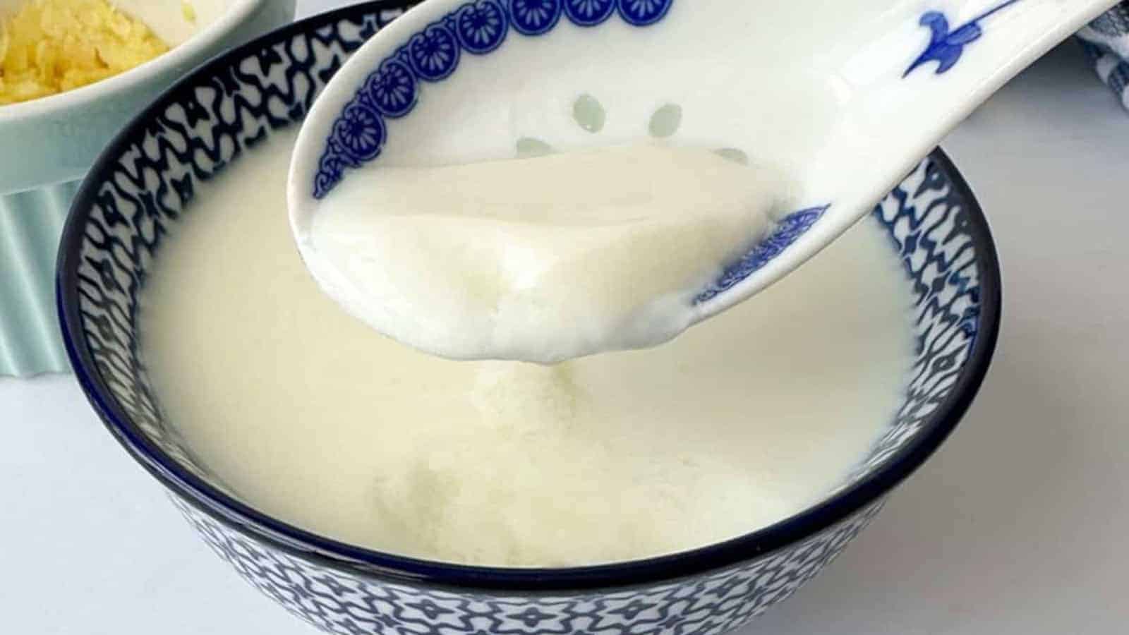 Silky and soothing ginger milk pudding in a bowl.