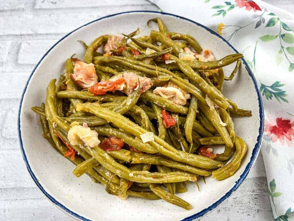 Green Beans served in a white bowl.