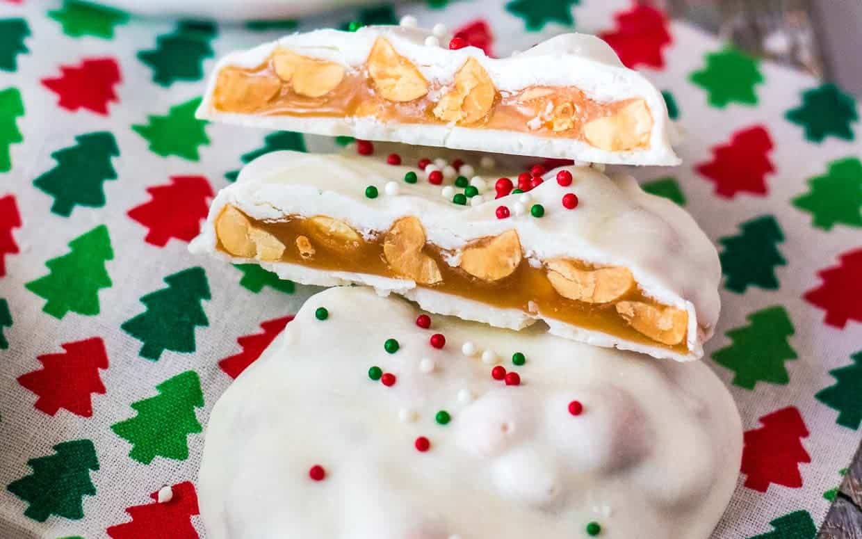 Closeup of polar bear claws on a christmas background.