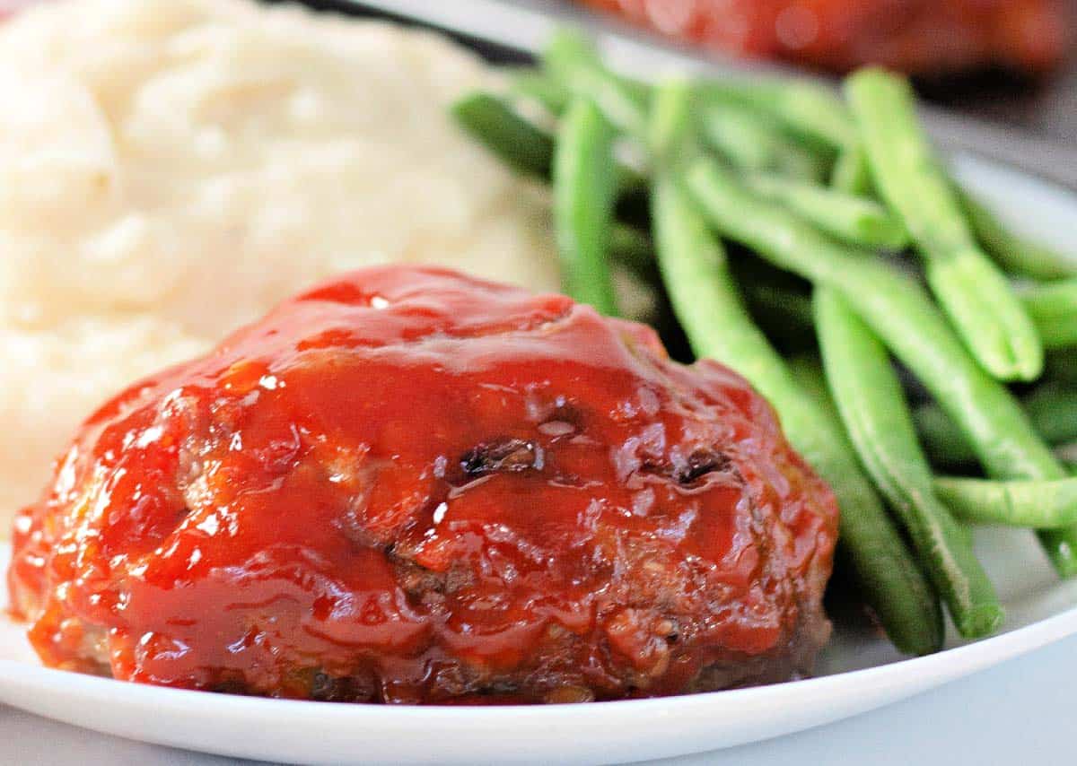 Baked mini meatloaves glazed with the sauce mixture.