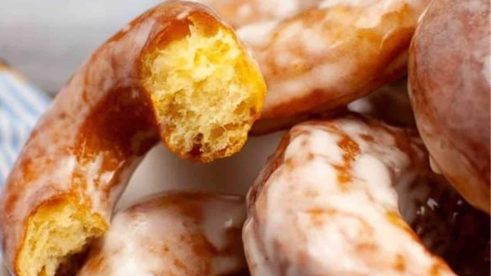 Sourdough donuts with a slightly rustic, golden texture.