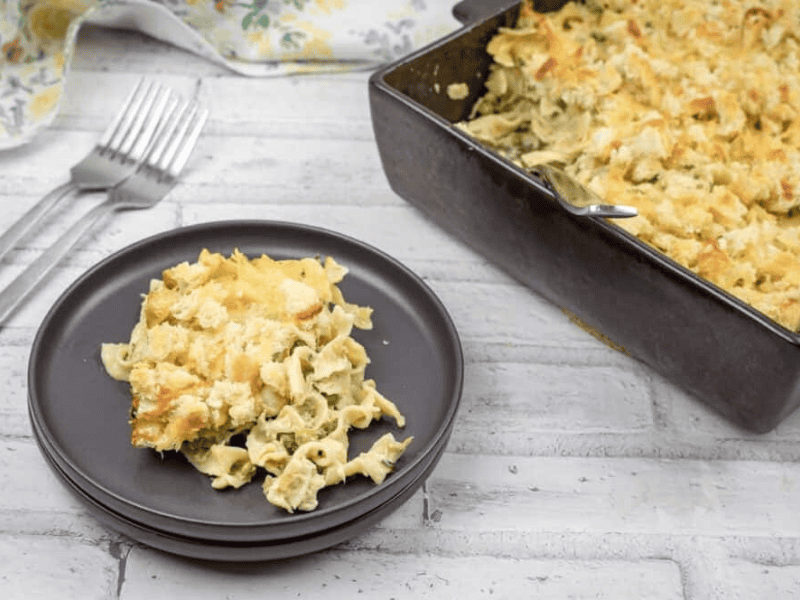 A plate of food on a table.