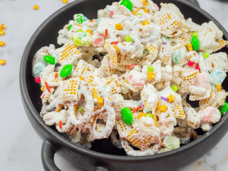 A black bowl filled with Leprechaun Bait.