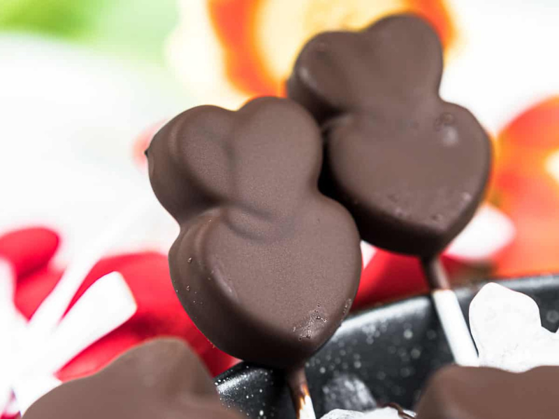 Sugar Free Mini Popsicles in a heart shape.