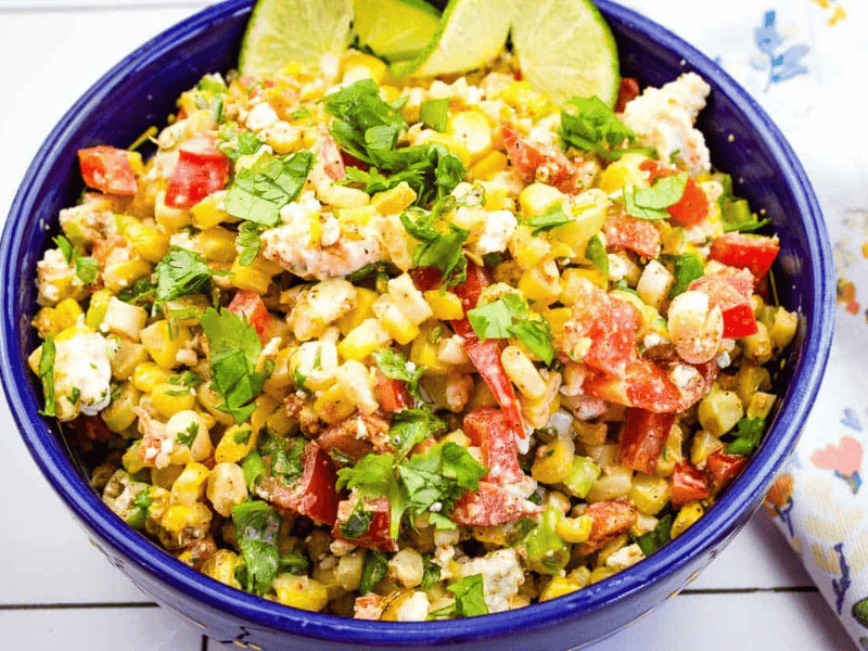 Mexican Street Corn Salad in a bowl.
