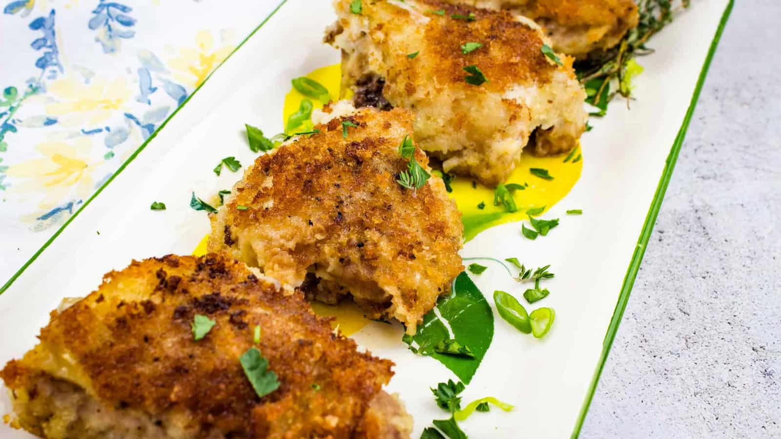 Oven Baked Chicken Thighs on a platter.