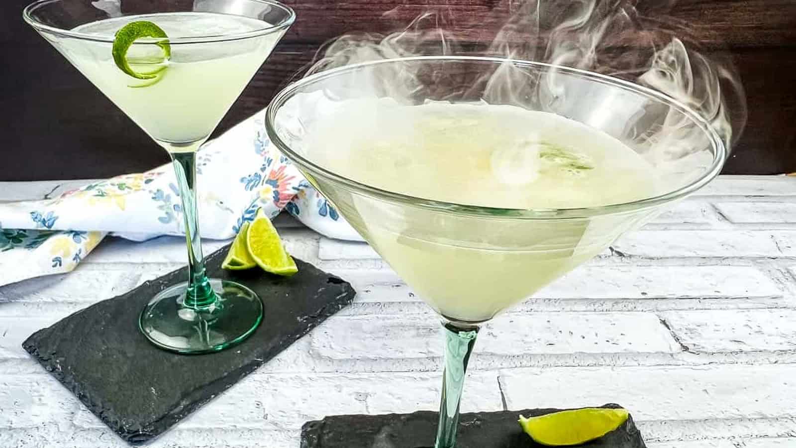 Two lime gimelts with smoke on top.