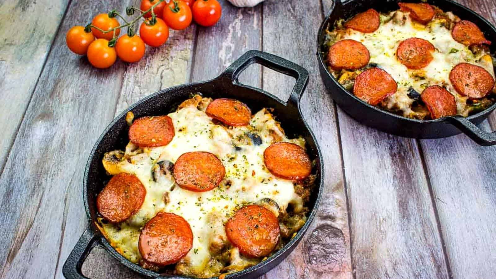 Pizza Casserole in two serving dishes.